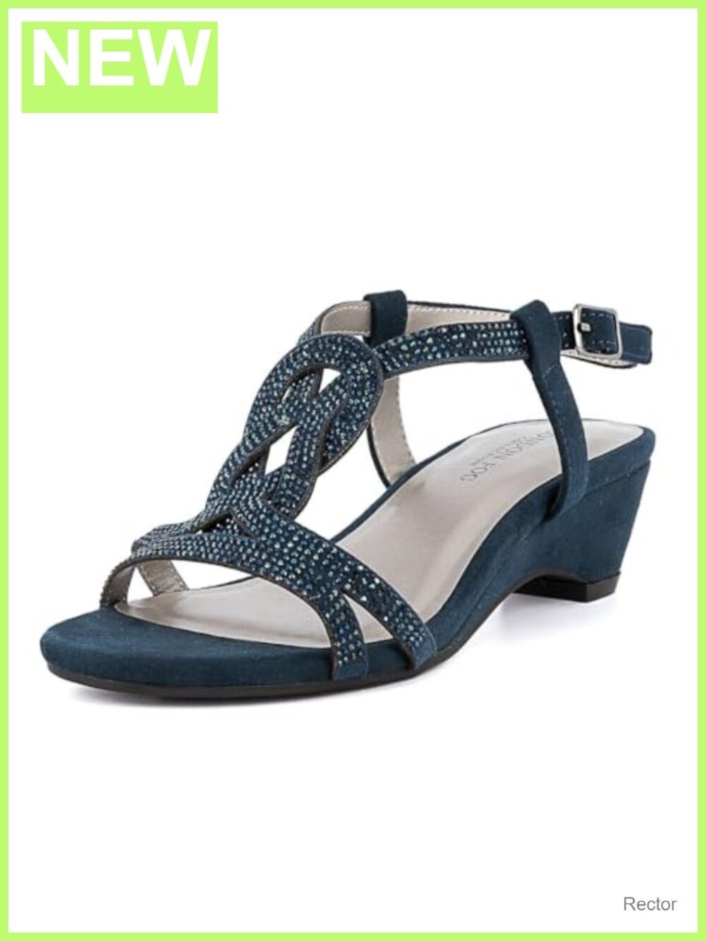 Womens Macey Demi-Wedge Dress Sandals Embellished Shimmer Slingback